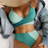 Color-blocked Thick Pit Strip Cross-tie Swimsuit